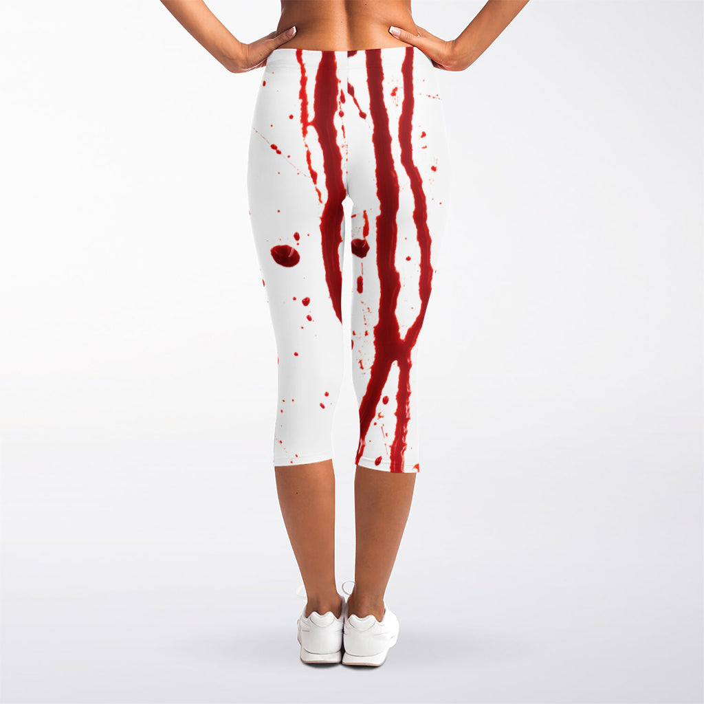 Flowing Red Blood Print Women's Capri Leggings