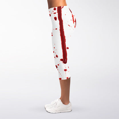 Flowing Red Blood Print Women's Capri Leggings