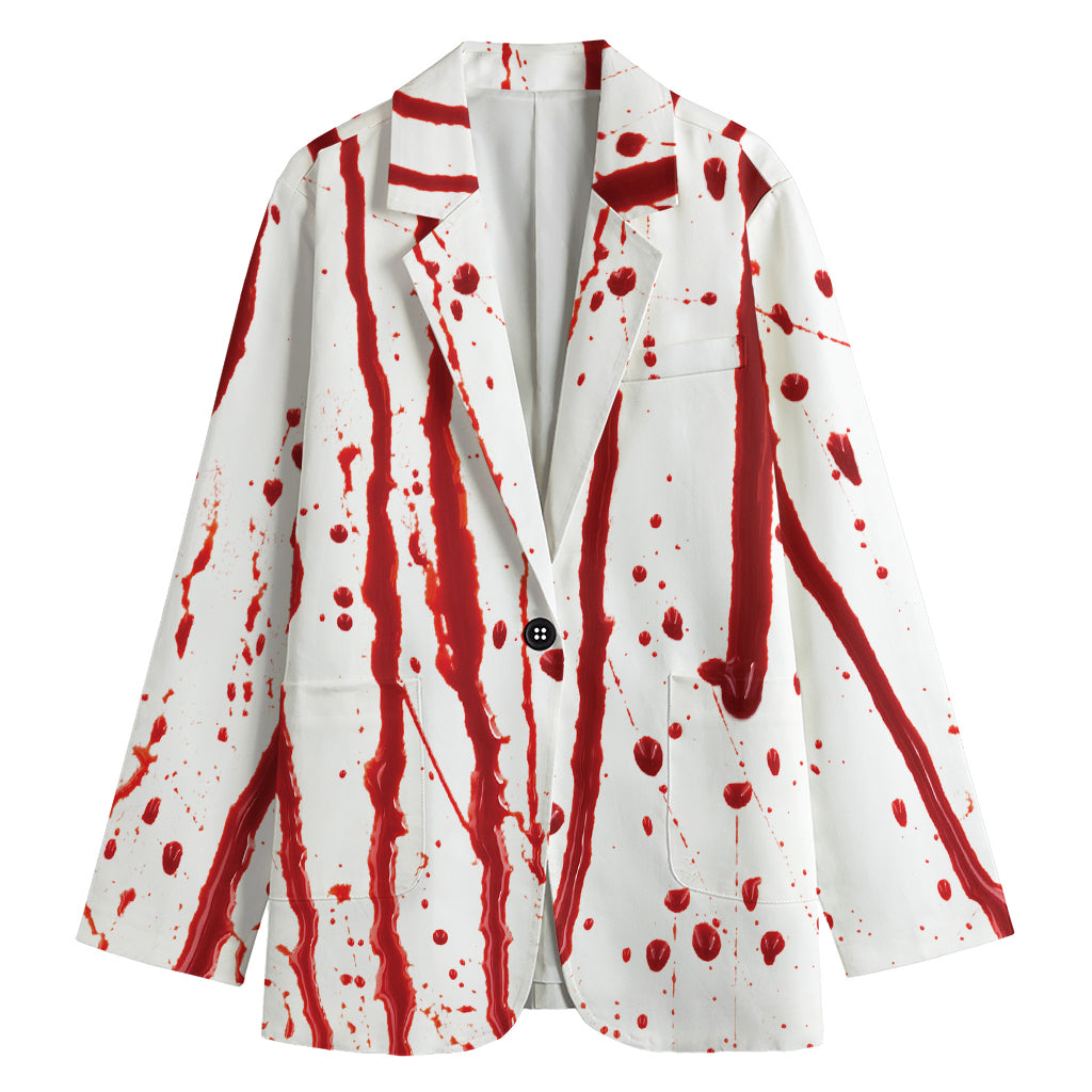 Flowing Red Blood Print Women's Cotton Blazer