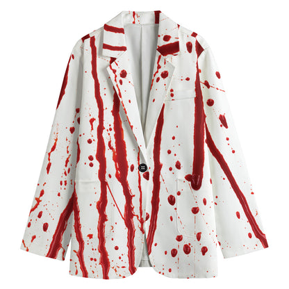 Flowing Red Blood Print Women's Cotton Blazer