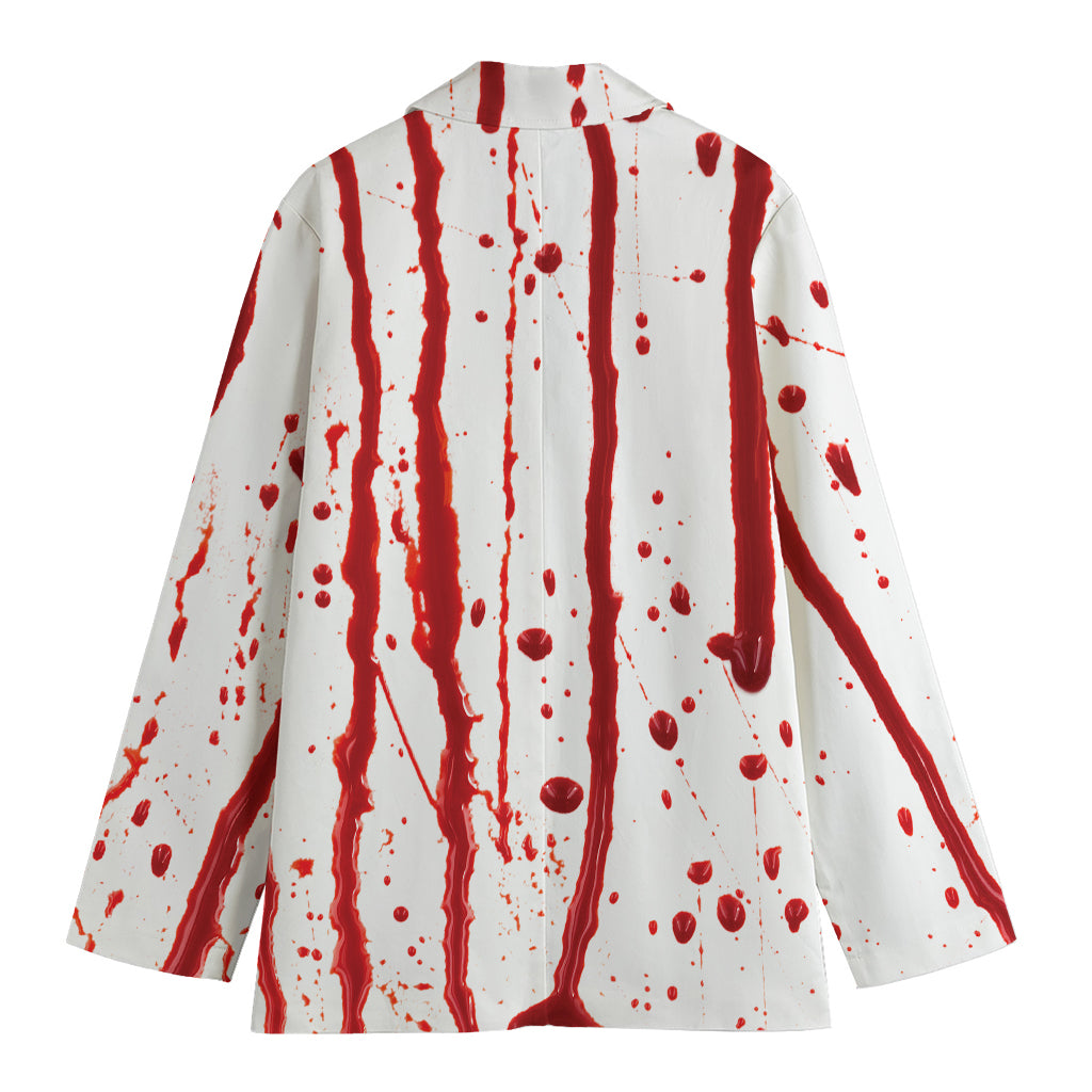 Flowing Red Blood Print Women's Cotton Blazer