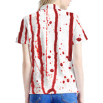 Flowing Red Blood Print Women's Polo Shirt