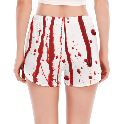Flowing Red Blood Print Women's Split Running Shorts