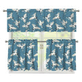 Flying Crane Bird Pattern Print 3 Piece Kitchen Curtains