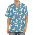 Flying Crane Bird Pattern Print Aloha Shirt