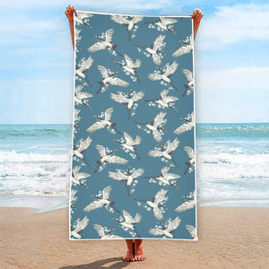 Flying Crane Bird Pattern Print Beach Towel