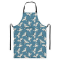 Flying Crane Bird Pattern Print Bib Apron With Pocket