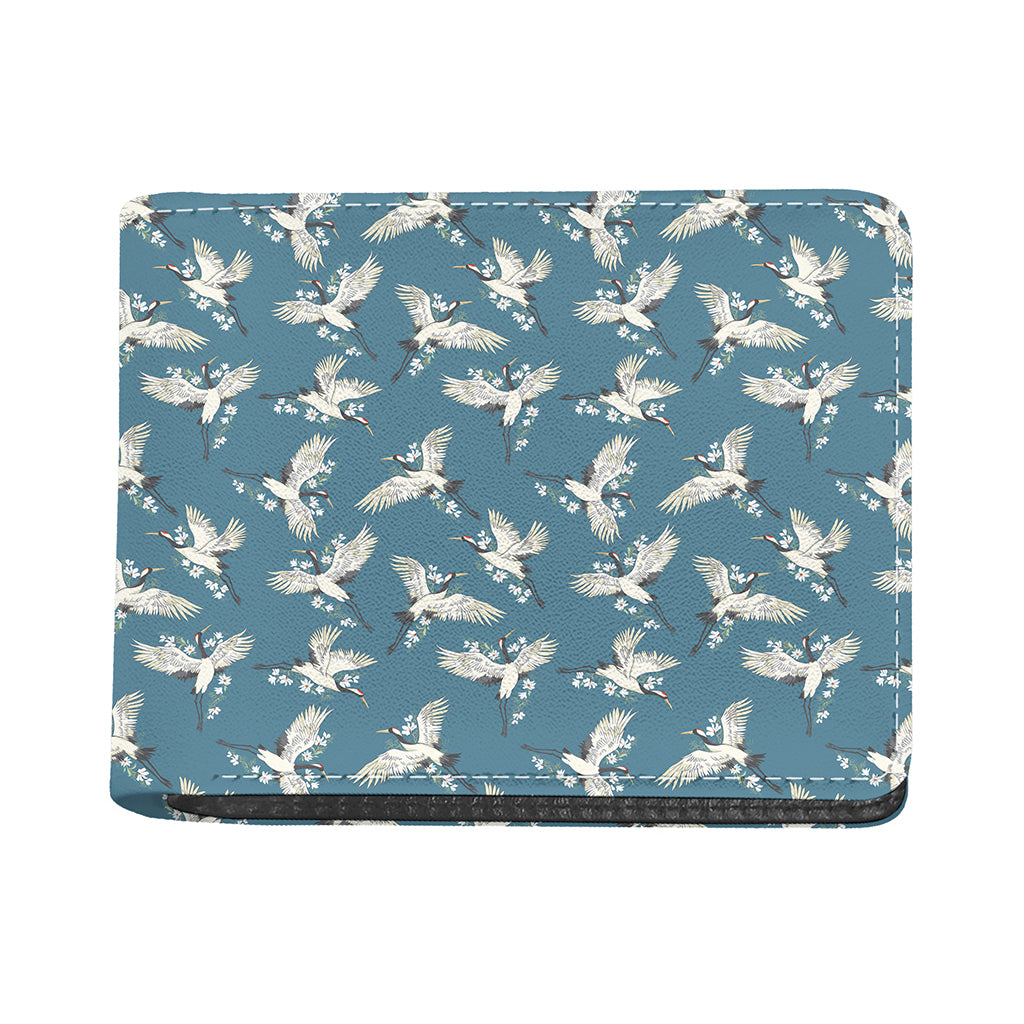 Flying Crane Bird Pattern Print Bifold Wallet