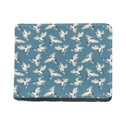 Flying Crane Bird Pattern Print Bifold Wallet