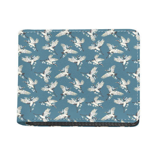 Flying Crane Bird Pattern Print Bifold Wallet
