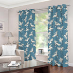 Flying Crane Bird Pattern Print Blackout Grommet Curtains