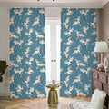 Flying Crane Bird Pattern Print Dimout Pencil Pleat Curtains