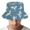 Flying Crane Bird Pattern Print Bucket Hat