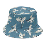 Flying Crane Bird Pattern Print Bucket Hat