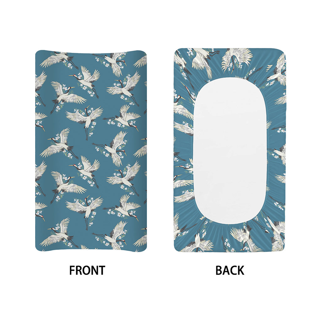Flying Crane Bird Pattern Print Changing Pad Cover