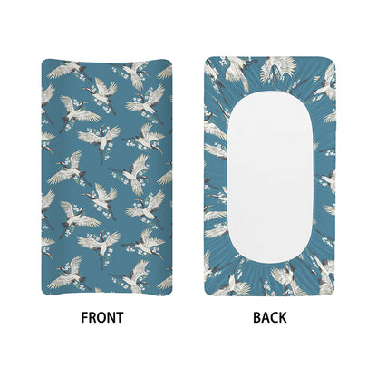 Flying Crane Bird Pattern Print Changing Pad Cover
