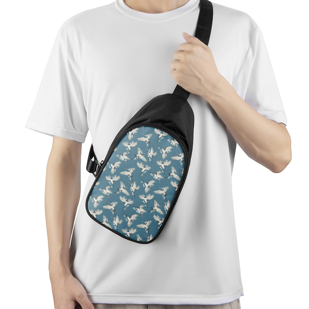 Flying Crane Bird Pattern Print Chest Bag