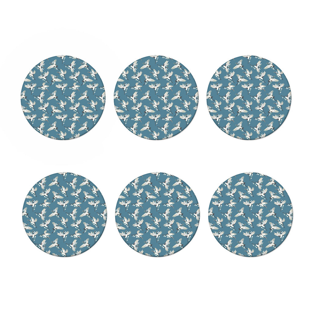 Flying Crane Bird Pattern Print Coaster Set