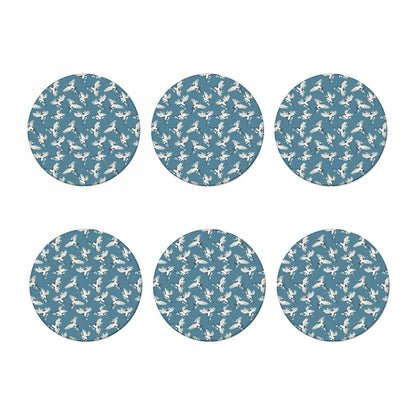 Flying Crane Bird Pattern Print Coaster Set