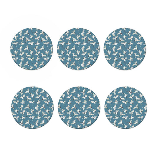 Flying Crane Bird Pattern Print Coaster Set