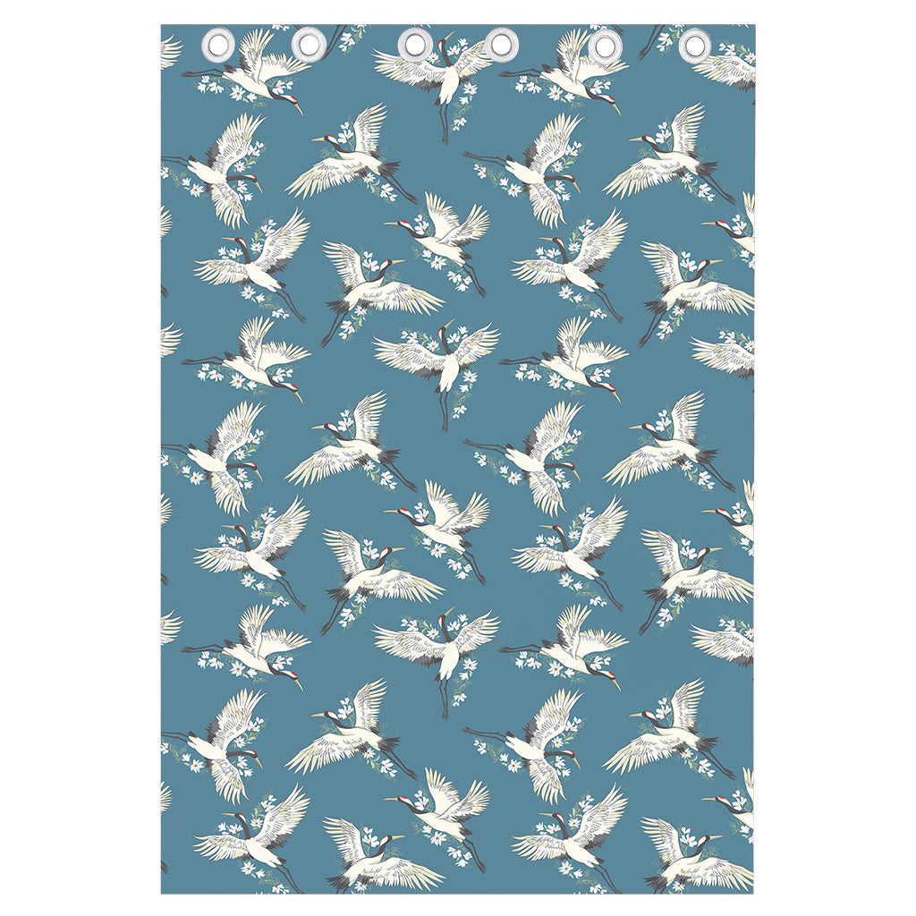 Flying Crane Bird Pattern Print Curtain