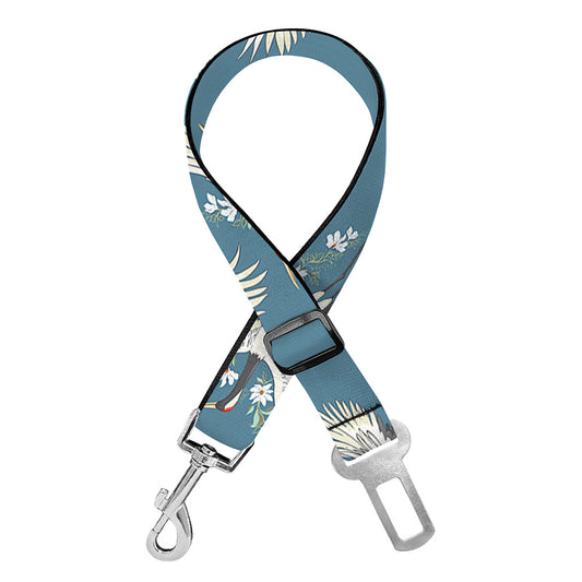 Flying Crane Bird Pattern Print Dog Seat Belt