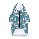 Flying Crane Bird Pattern Print Dog Zip Up Hoodie