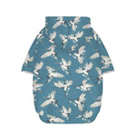 Flying Crane Bird Pattern Print Dog Zip Up Hoodie