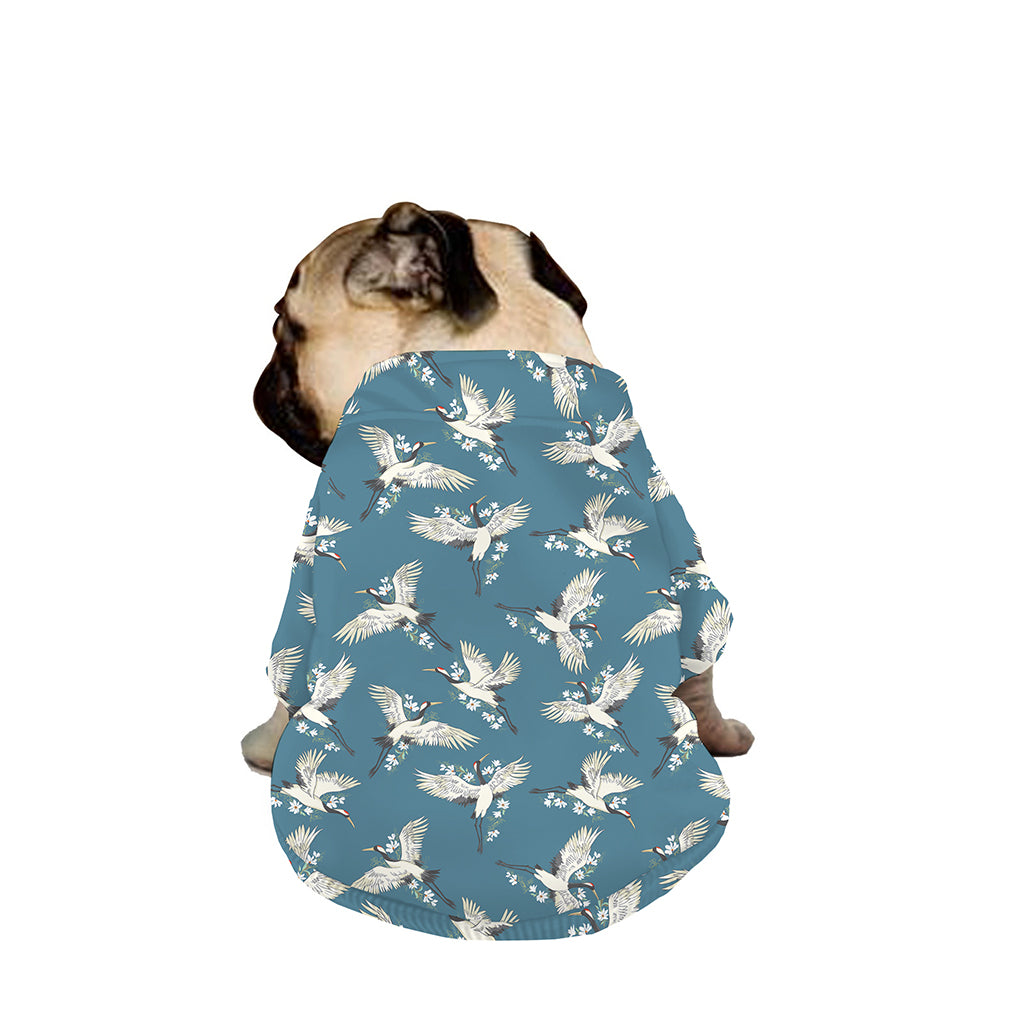 Flying Crane Bird Pattern Print Dog Zip Up Jacket