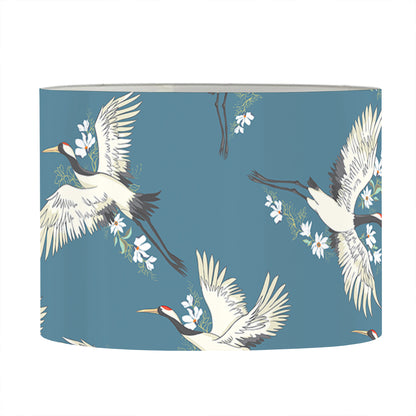 Flying Crane Bird Pattern Print Drum Lamp Shade