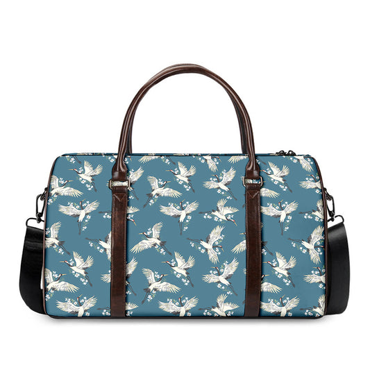Flying Crane Bird Pattern Print Duffle Bag