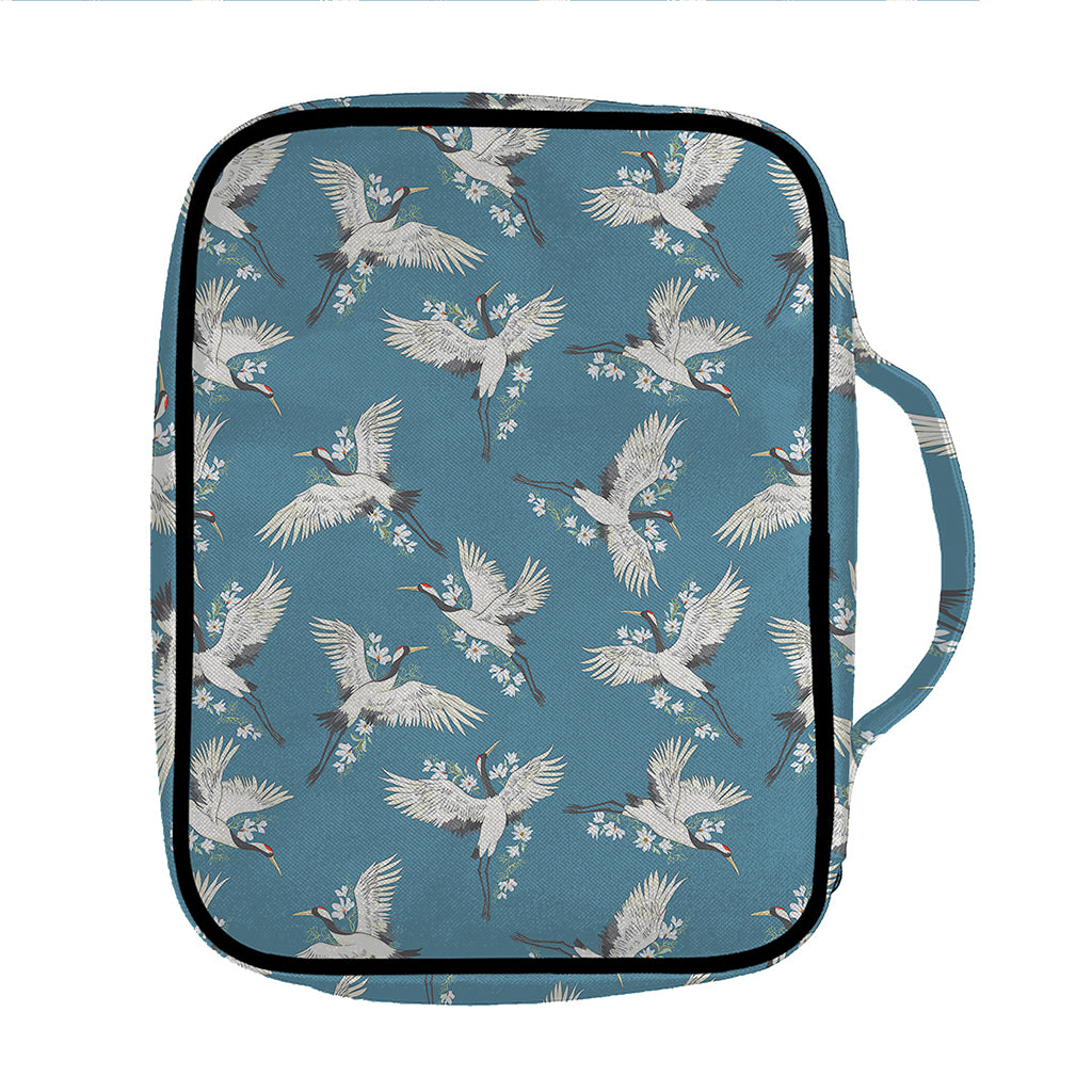 Flying Crane Bird Pattern Print Front Pocket Bible Bag