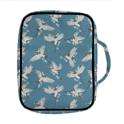 Flying Crane Bird Pattern Print Front Pocket Bible Bag