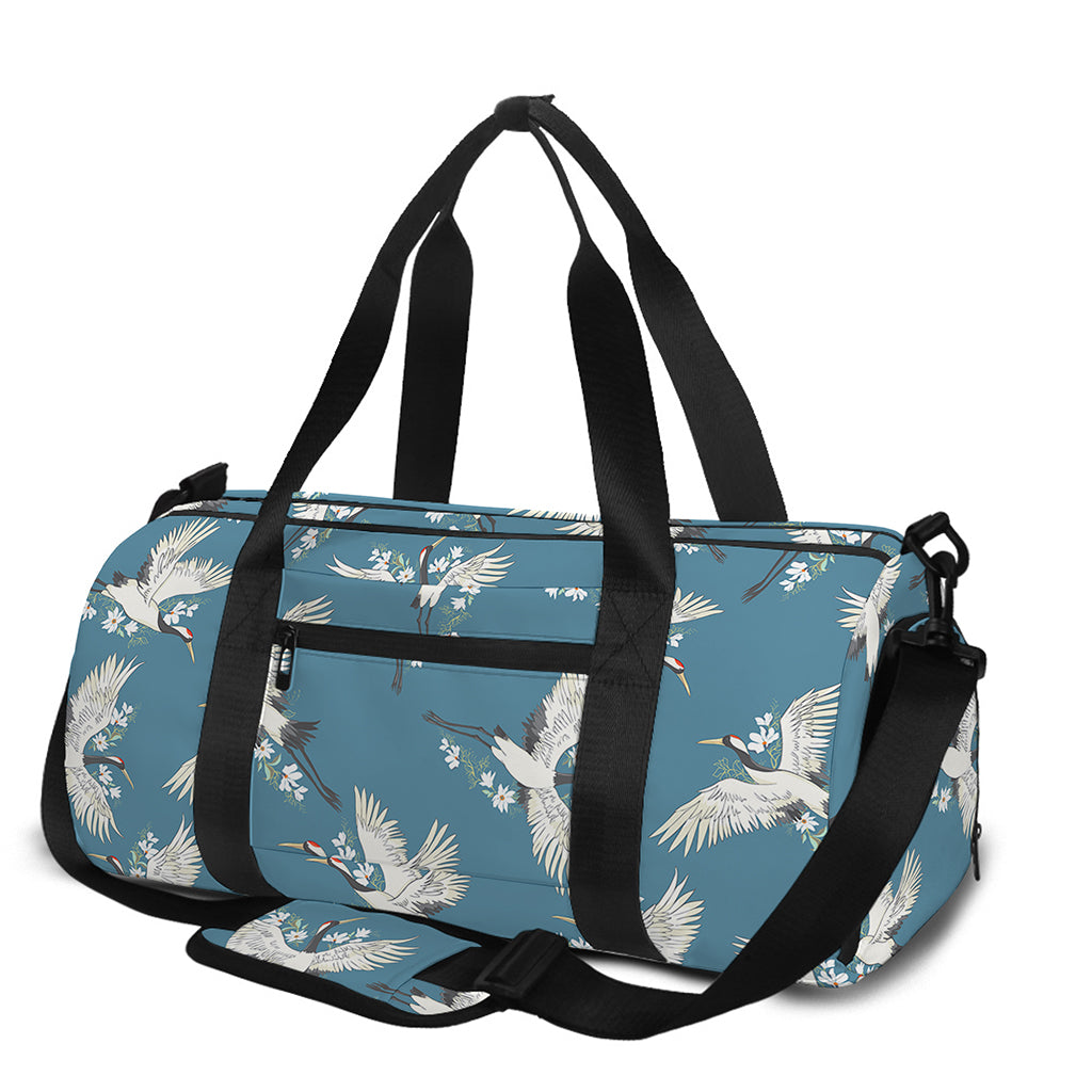 Flying Crane Bird Pattern Print Gym Bag