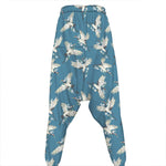 Flying Crane Bird Pattern Print Hammer Pants