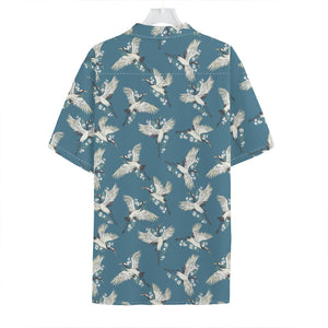 Flying Crane Bird Pattern Print Hawaiian Shirt