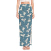 Flying Crane Bird Pattern Print High Slit Maxi Skirt