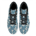 Flying Crane Bird Pattern Print High Top Leather Sneakers