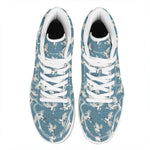 Flying Crane Bird Pattern Print High Top Leather Sneakers