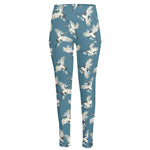 Flying Crane Bird Pattern Print High-Waisted Pocket Leggings