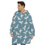 Flying Crane Bird Pattern Print Hoodie Blanket