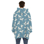 Flying Crane Bird Pattern Print Hoodie Blanket