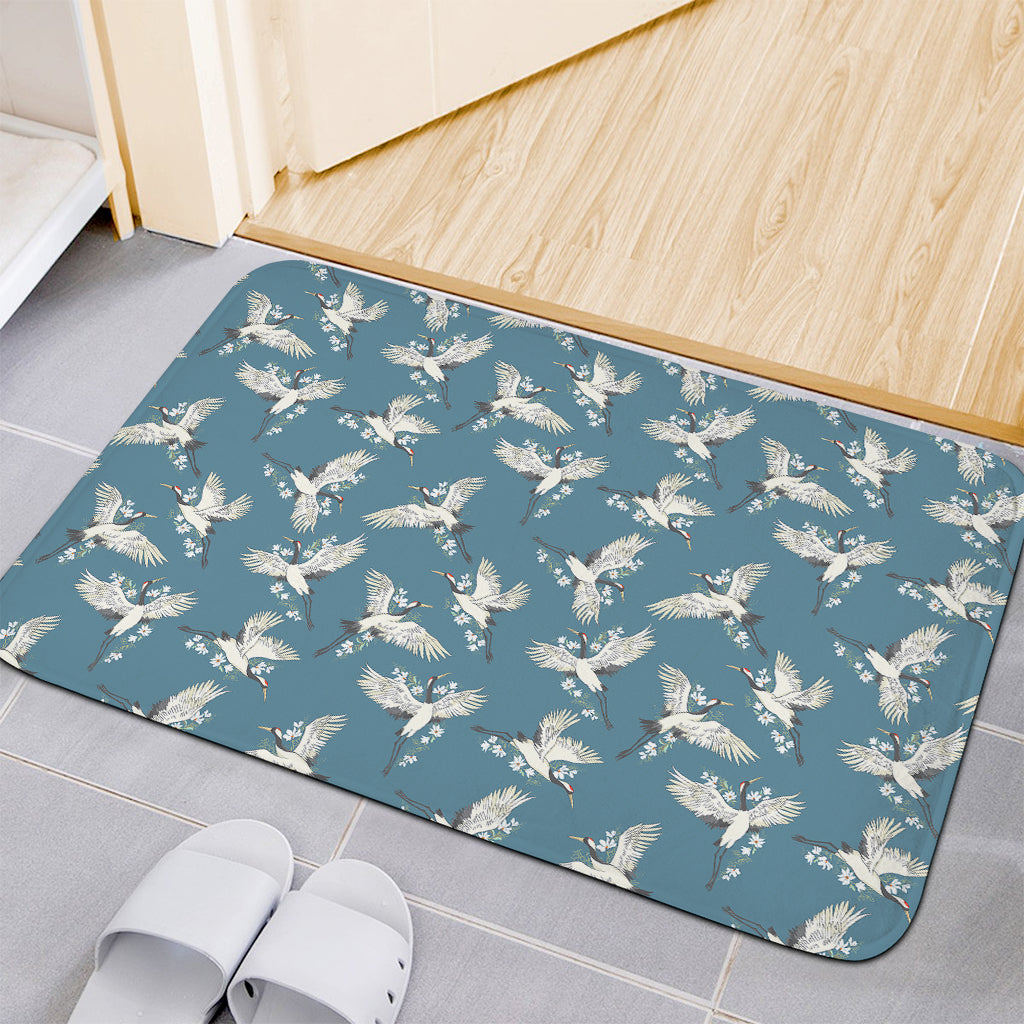 Flying Crane Bird Pattern Print Indoor Door Mat