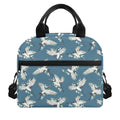 Flying Crane Bird Pattern Print Insulated Lunch Bag