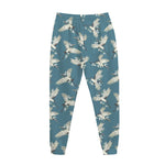 Flying Crane Bird Pattern Print Jogger Pants