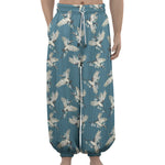 Flying Crane Bird Pattern Print Lantern Pants