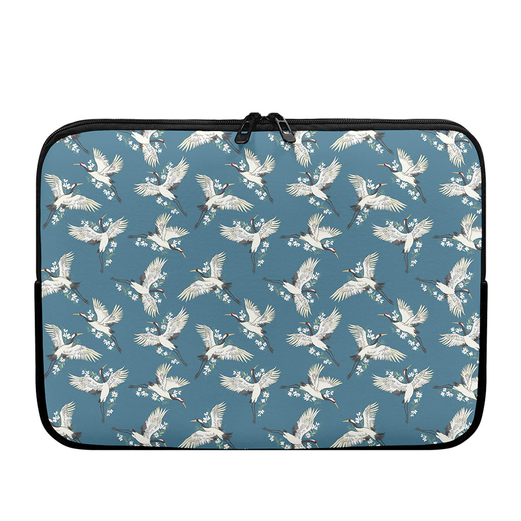 Flying Crane Bird Pattern Print Laptop Sleeve