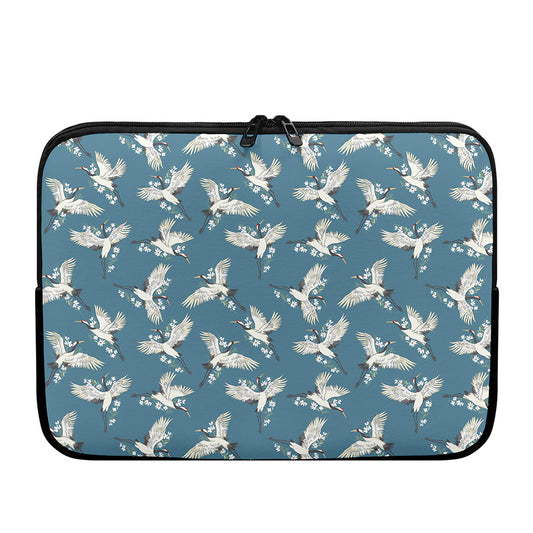 Flying Crane Bird Pattern Print Laptop Sleeve