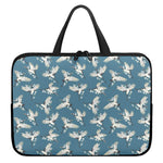 Flying Crane Bird Pattern Print Laptop Sleeve With Handle