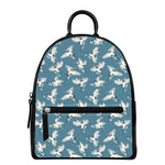 Flying Crane Bird Pattern Print Leather Backpack